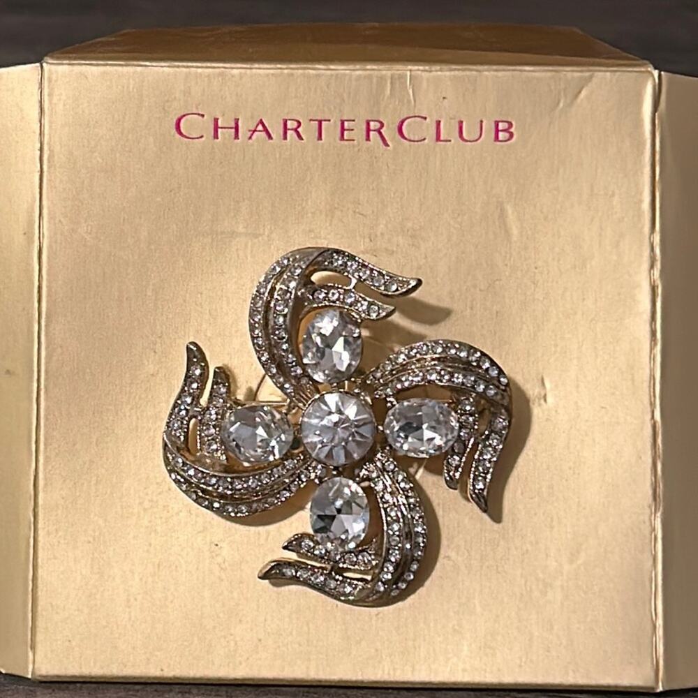 Charter Club Rhinestone Brooch #527 New on Card
